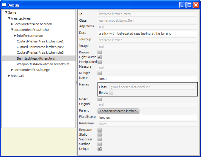 Screenshot of Yaffaif debug window